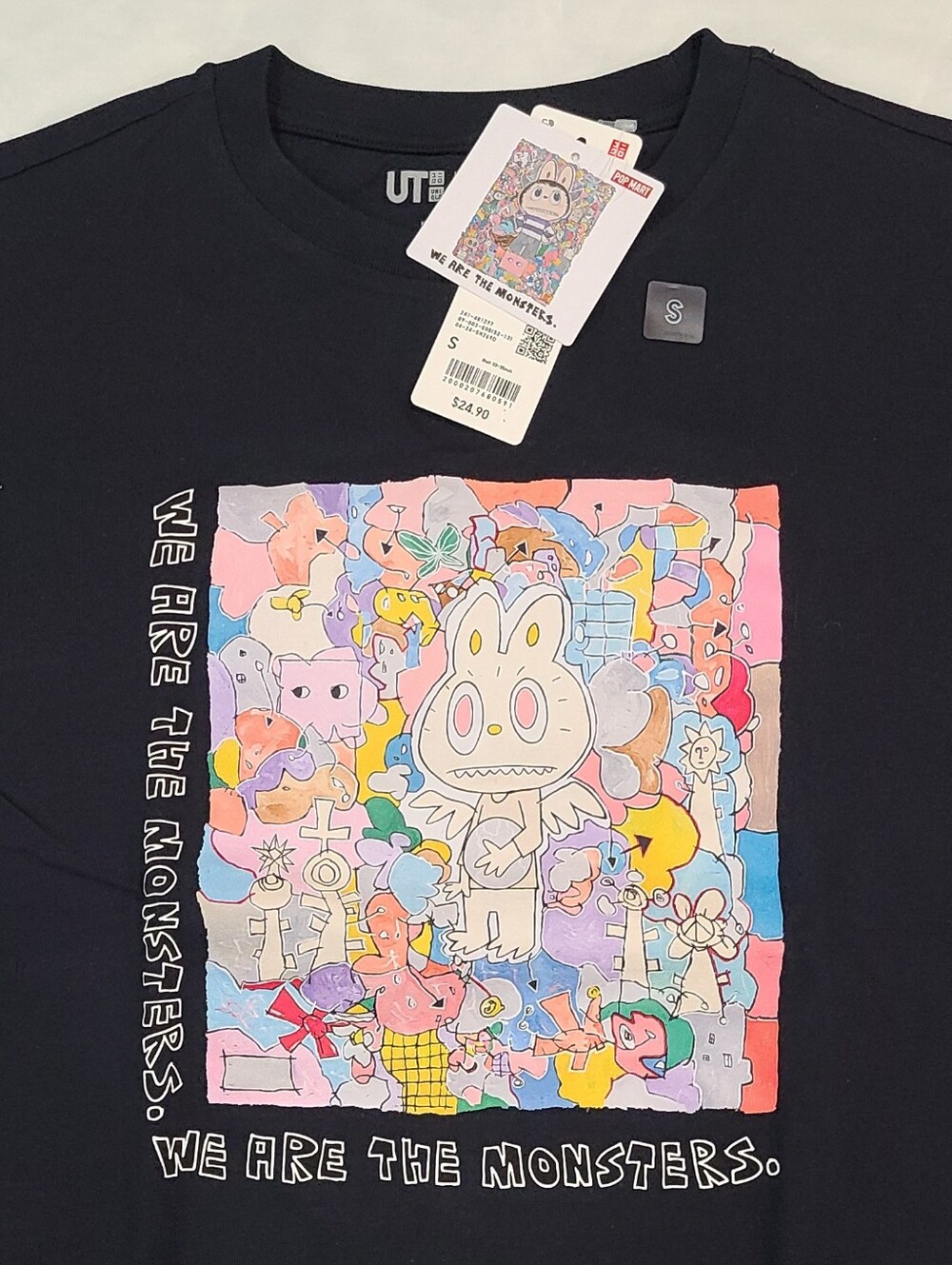 Uniqlo Pop Mart UT Graphic The Monsters Labubu Black T-Shirt Sizes S